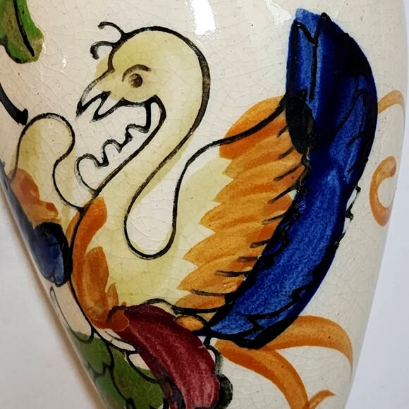 Stunning 1940s Floral Bird Urn Wall Pocket -Hand Painted Japan 7.25” Collectible - Picture 3 of 10